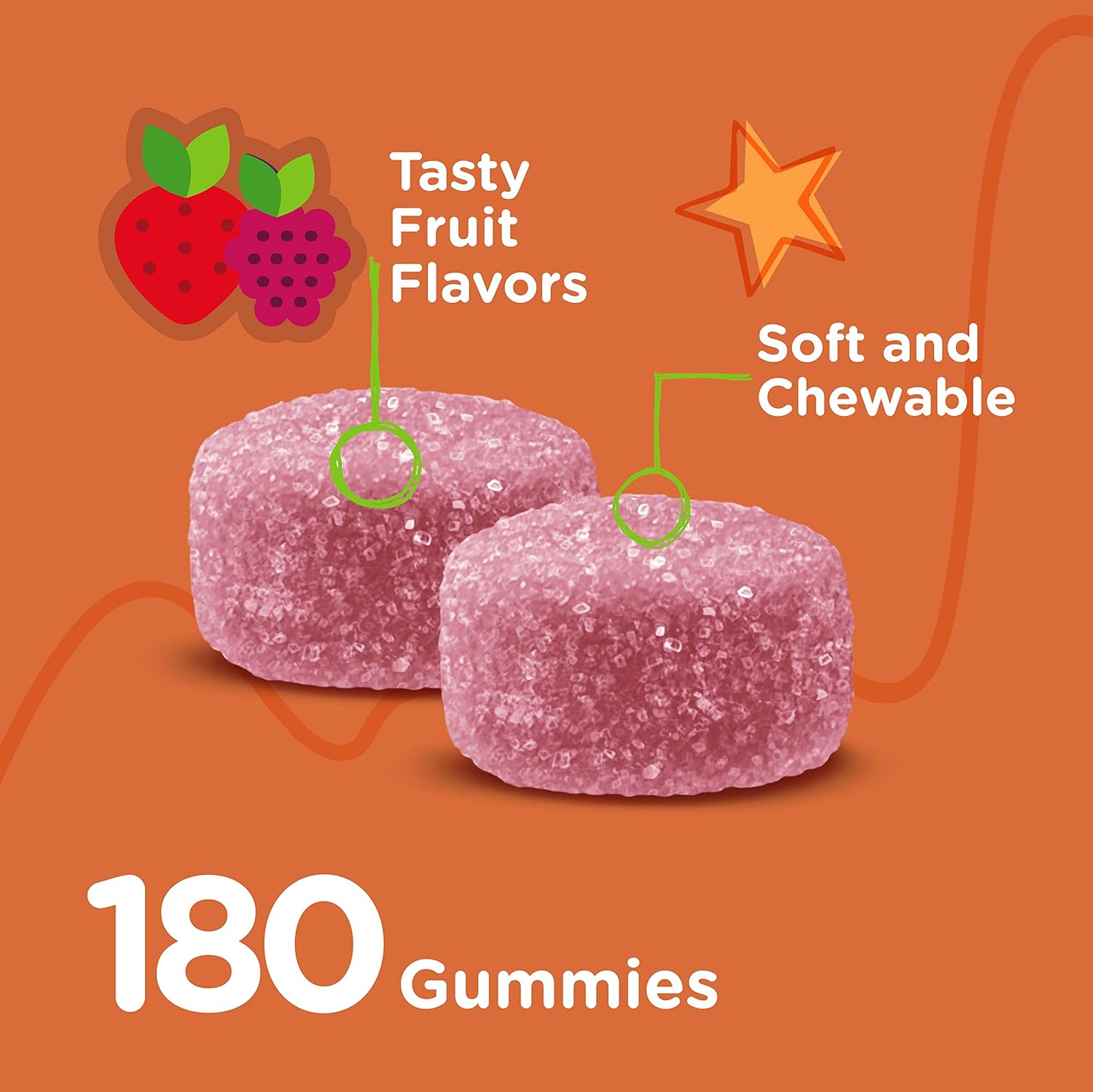 Kids Calcium Gummies with Vitamin D3 & Magnesium Citrate - Bone Health & Immune Support - Gluten Free Fruit Gummy for Kids & Teens
