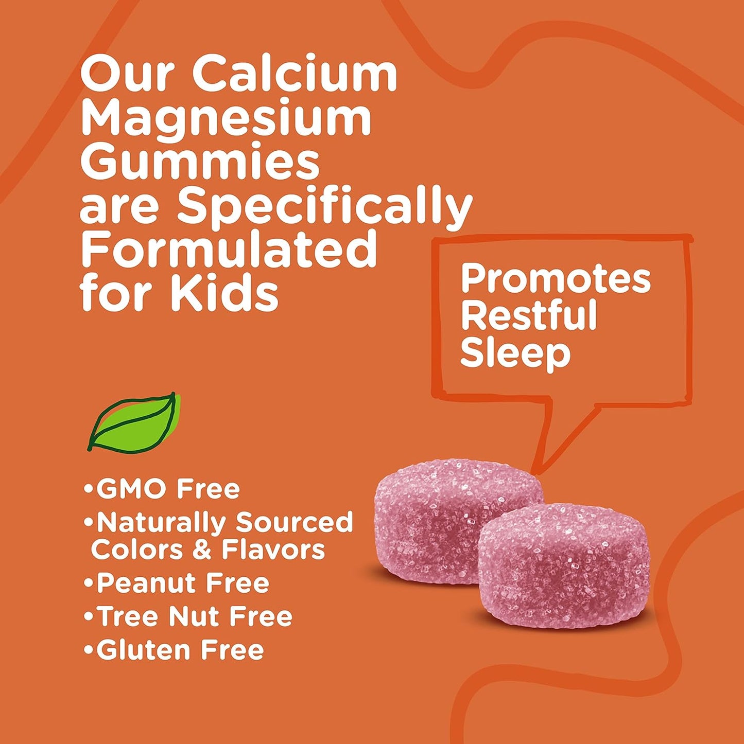 Kids Calcium Gummies with Vitamin D3 & Magnesium Citrate - Bone Health & Immune Support - Gluten Free Fruit Gummy for Kids & Teens