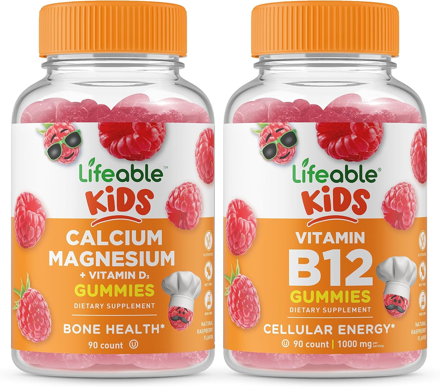 Kid's Calcium Magnesium & Vitamin B12 Gummies Bundle - Delicious & Nutritious Supplement for Children, Gluten & GMO Free