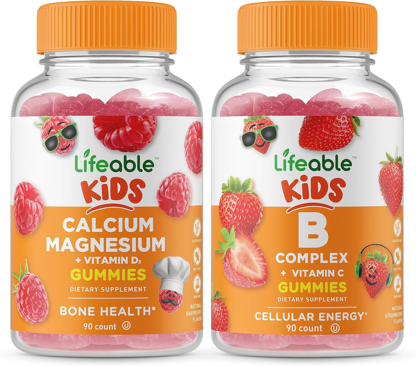 Kids Calcium Magnesium with B Complex Gummies Bundle - Delicious Vitamin Supplement, Gluten & GMO Free Chewables