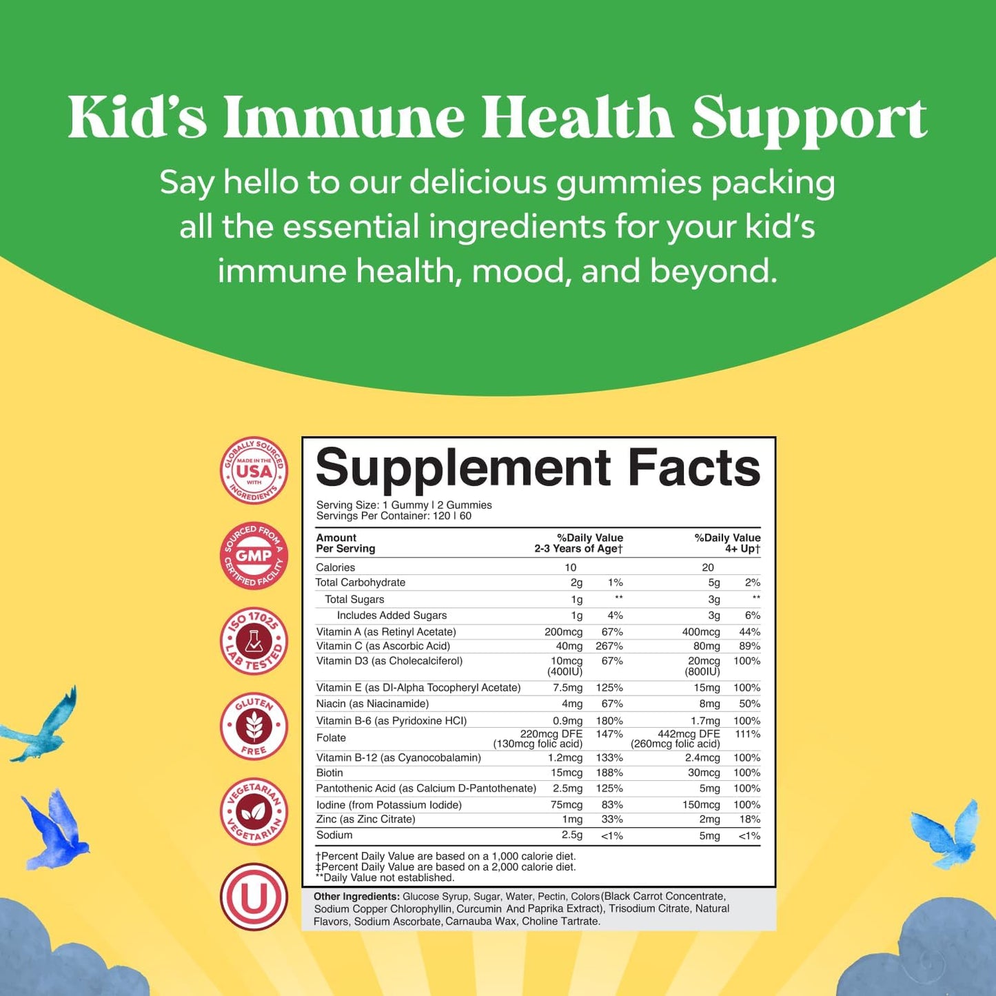 Kids Calm Magnesium & Multivitamin Gummies Bundle - Nerve, Bone, Muscle Health - Immunity Support - Plant Based - 90 Magnesium Gummies & 120 Multivitamin Gummies