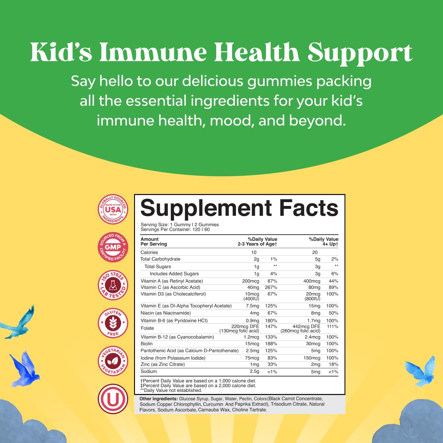 Kids Calm Magnesium & Multivitamin Gummies Bundle - Nerve, Bone, Muscle Health - Immunity Support - Plant Based - 90 Magnesium Gummies & 120 Multivitamin Gummies