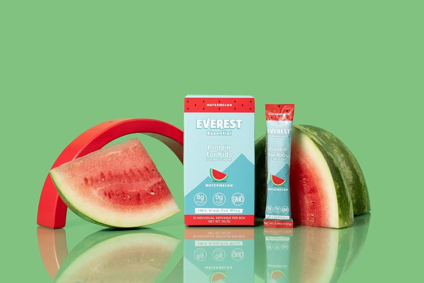 Kid's Clear Whey Protein Powder with Electrolytes - Watermelon Flavor, 10 Packets - 8g Protein Per Serving, Non GMO