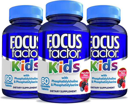 Kids Complete Daily Chewable Multivitamin with Neuro Nutrient Brain Support, 180 Berry Flavored Tablets, Pack of 3