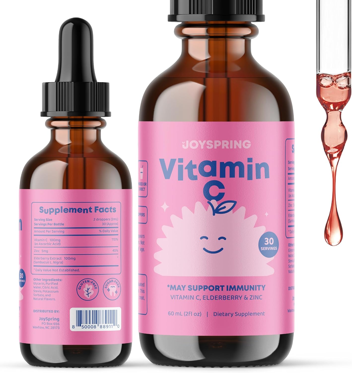 Kids Elderberry Liquid Supplement with Vitamin C and Zinc - Alcohol-Free Toddler Formula - 30 Servings (2 fl oz)