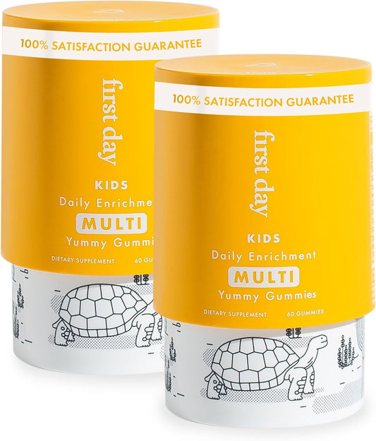 Kids Essential Multivitamin Gummies with Vitamin A, D3, B6, B12, C, K2 & More - Organic Fruits & Veggies for Growth, Brain, Immunity - Natural Strawberry & Orange Flavor - Low Sugar - 60-Day Supply