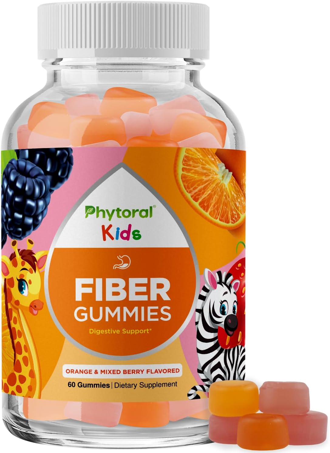 Kids' Fiber Gummies with Chicory Root - Natural Prebiotic Vitamins for Constipation Relief and Immune Health - Tasty Digestive Support Supplement