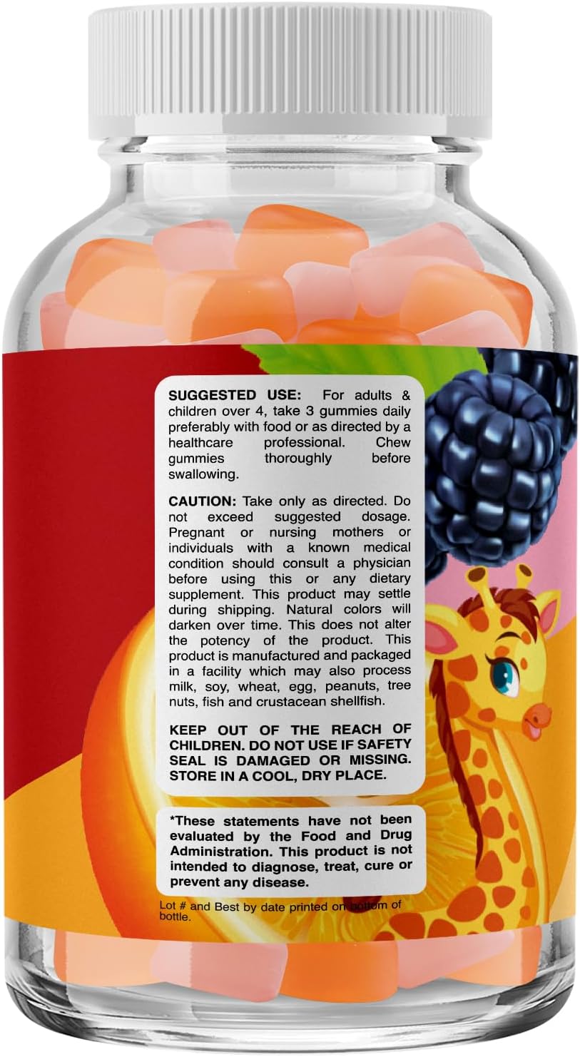 Kids' Fiber Gummies with Chicory Root - Natural Prebiotic Vitamins for Constipation Relief and Immune Health - Tasty Digestive Support Supplement
