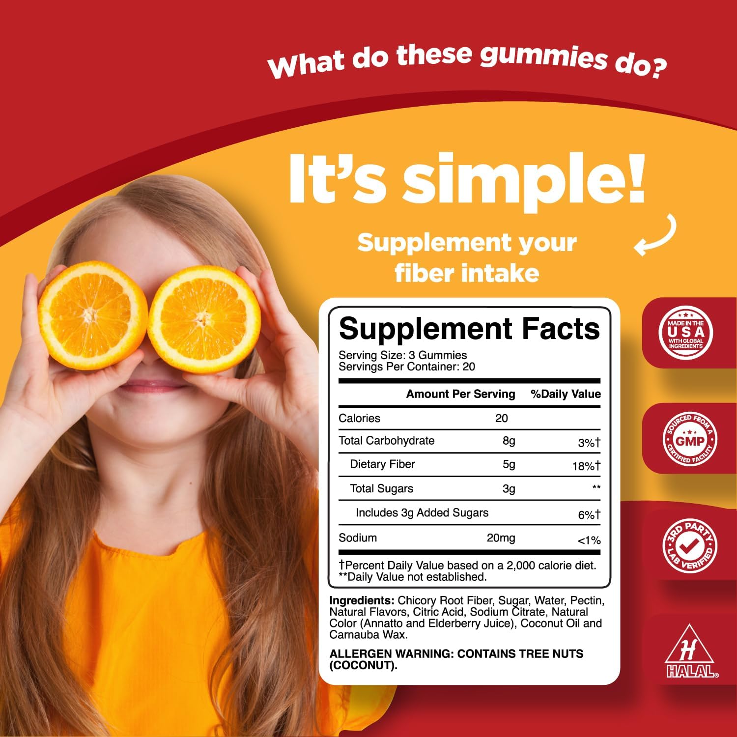 Kids' Fiber Gummies with Chicory Root - Natural Prebiotic Vitamins for Constipation Relief and Immune Health - Tasty Digestive Support Supplement
