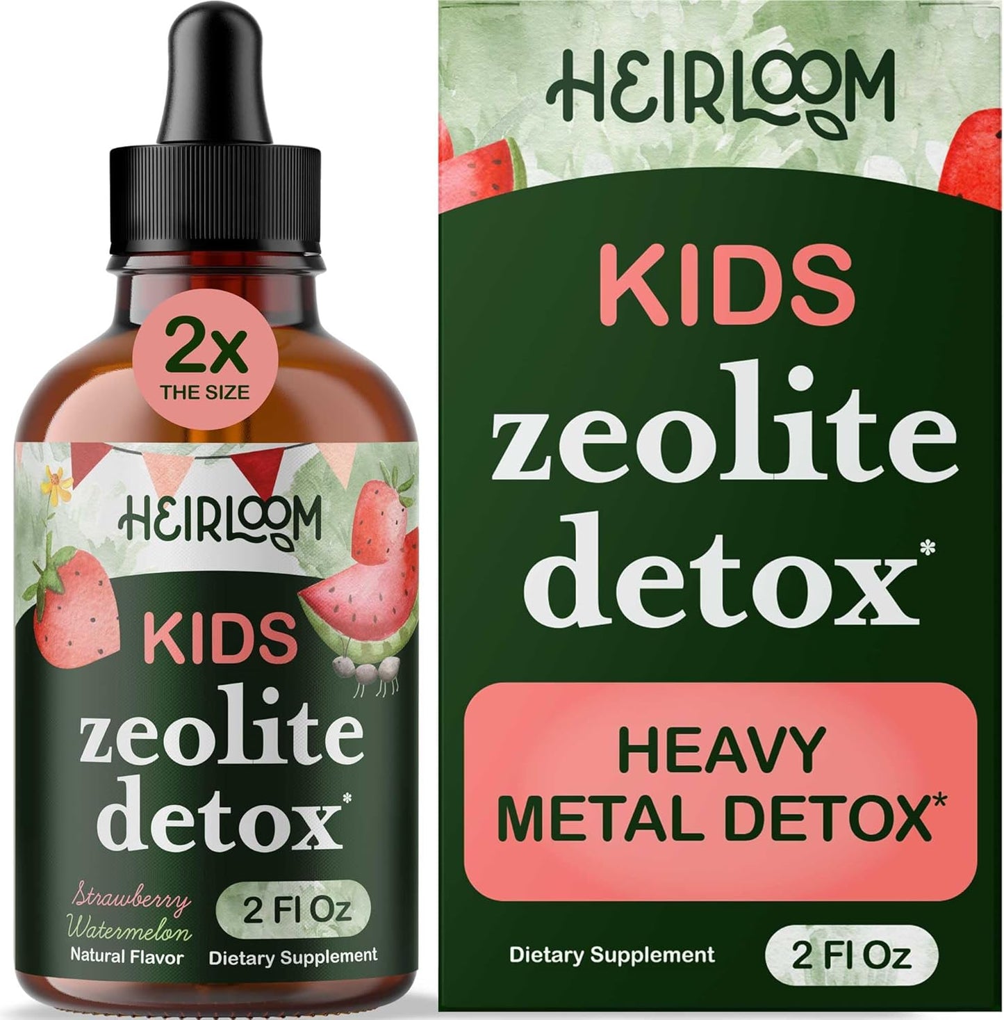 Kids' Heirloom Zeolite Detox Liquid Drops with Vitamin B12, C, D3 for Energy, Immune Support, Focus - 60 Servings, Parasite Cleanse - Vegan, Non-GMO, Preservative-Free
