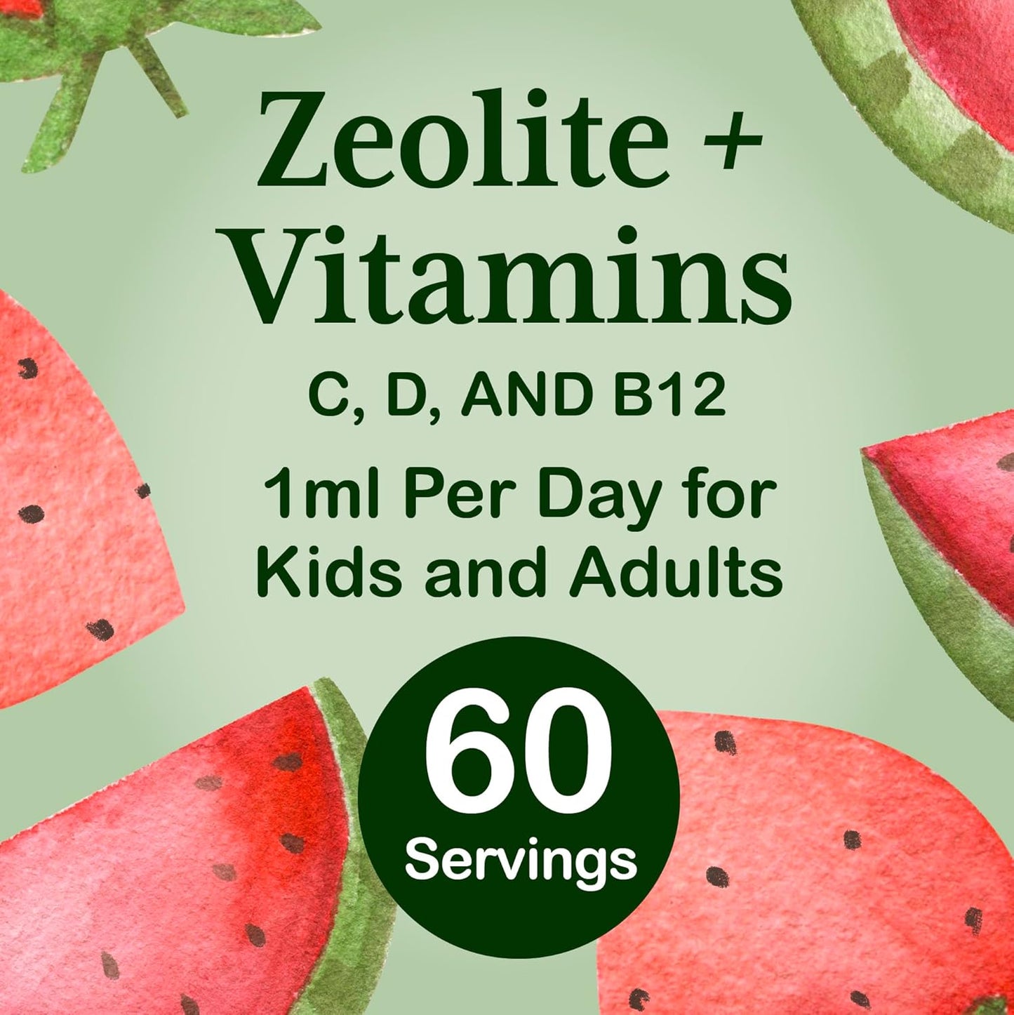 Kids' Heirloom Zeolite Detox Liquid Drops with Vitamin B12, C, D3 for Energy, Immune Support, Focus - 60 Servings, Parasite Cleanse - Vegan, Non-GMO, Preservative-Free