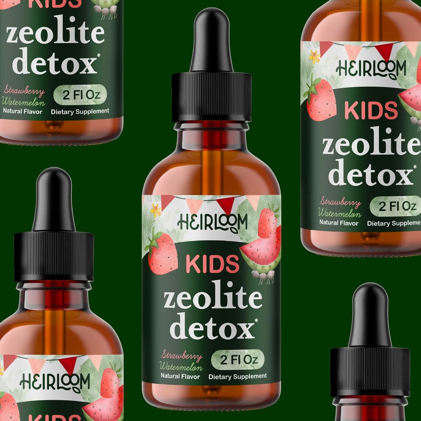 Kids' Heirloom Zeolite Detox Liquid Drops with Vitamin B12, C, D3 for Energy, Immune Support, Focus - 60 Servings, Parasite Cleanse - Vegan, Non-GMO, Preservative-Free