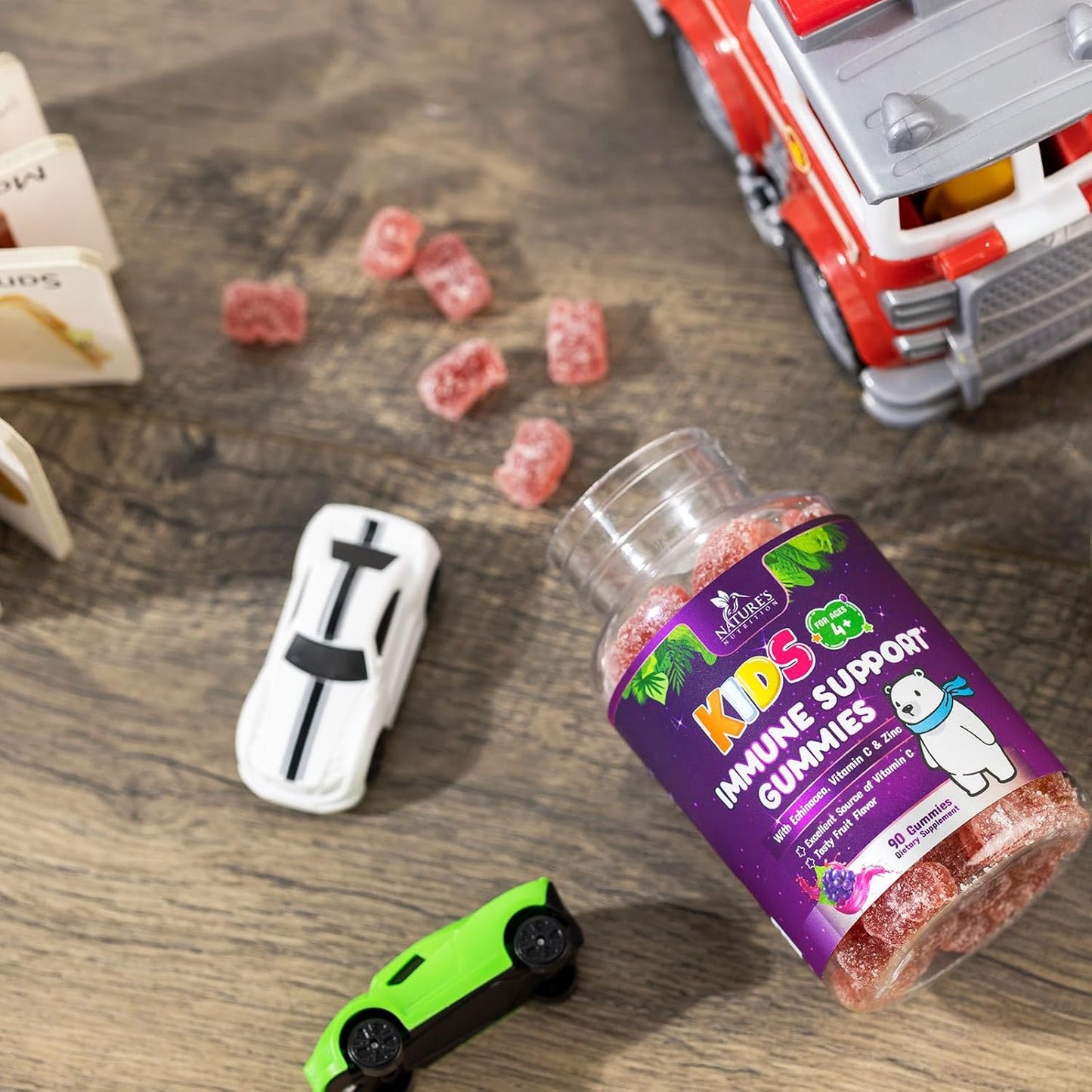 Kids Immune Support Gummies - Vitamin C, Zinc, Echinacea - Vegan & Non-GMO - Natural Berry Flavor - 90 Count