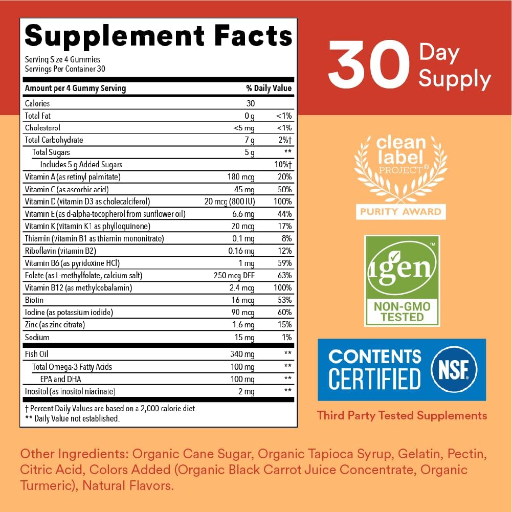 Kids Immunity Gummy Multivitamin with Omega 3 Fish Oil - 120 Count
