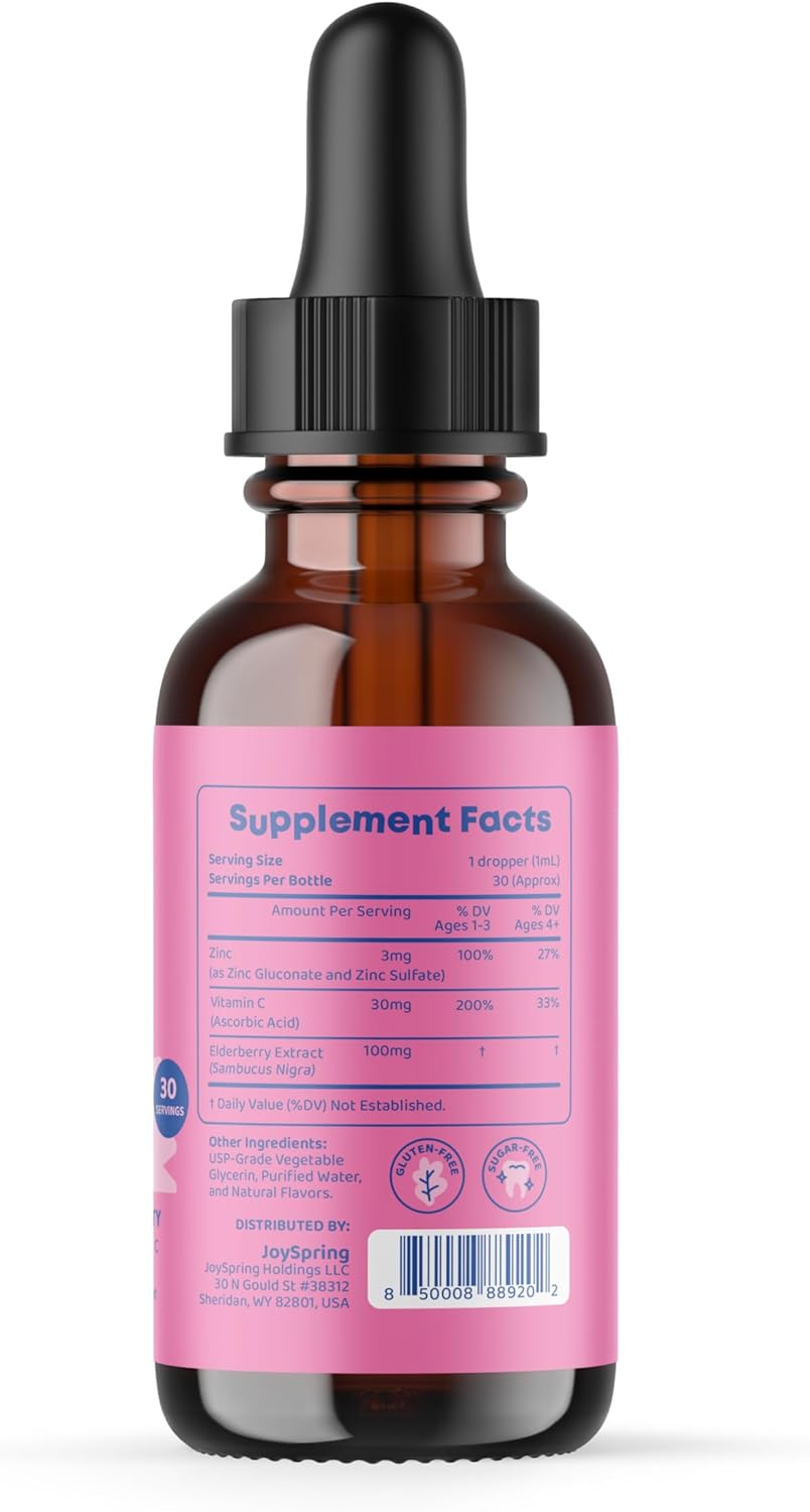 Kids Immunity Support Bundle: Vitamin D & Zinc Liquid Drops | JoySpring Natural Non-GMO Vegan Supplements for Health