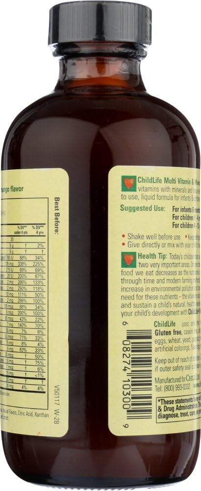 Kids Liquid Multivitamin and Mineral Supplement - All-Natural, Gluten-Free, Non-GMO, Natural Orange & Mango Flavor - 8 oz Bottle (Pack of 2)