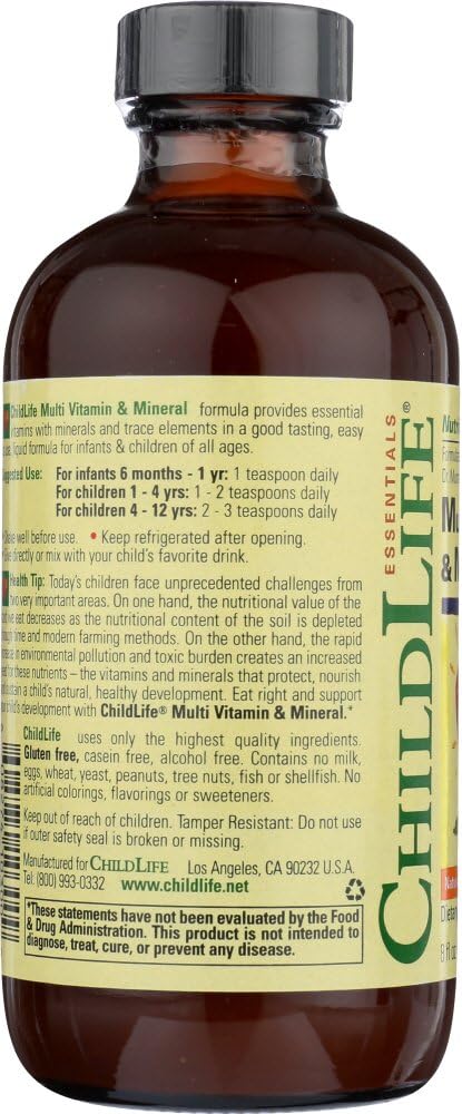 Kids Liquid Multivitamin and Mineral Supplement - All-Natural, Gluten-Free, Non-GMO, Natural Orange & Mango Flavor - 8 oz Bottle (Pack of 2)