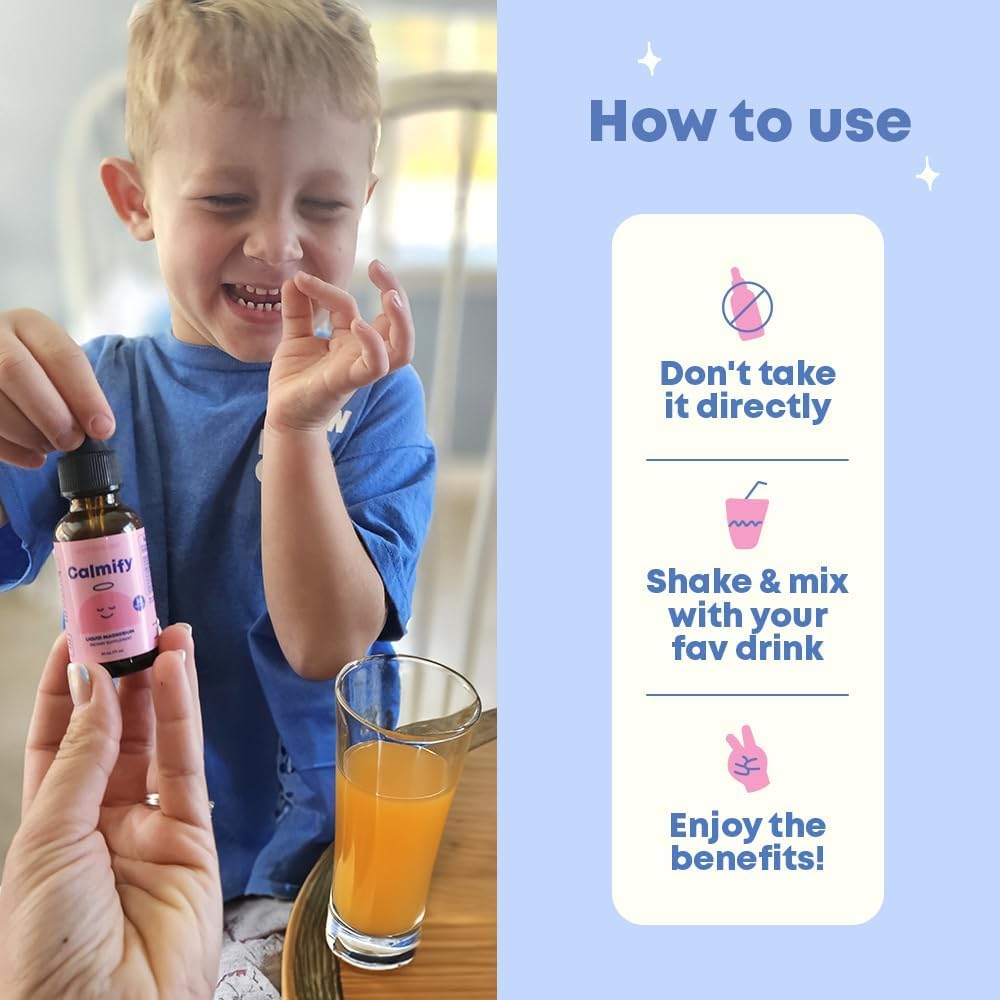 Kids Magnesium Citrate & Glycinate Liquid with L-Theanine & Chamomile - 30 Servings of Sugar-Free Supplement to Support Children & Teens