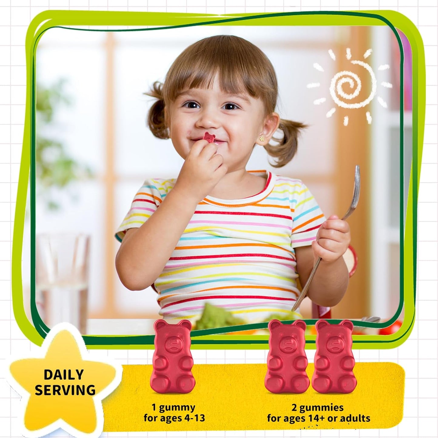 Kids Magnesium Gummies with Zinc, Vitamin D3, B12 for Sleep, Bone & Muscle Health, Strawberry Flavor - 60ct