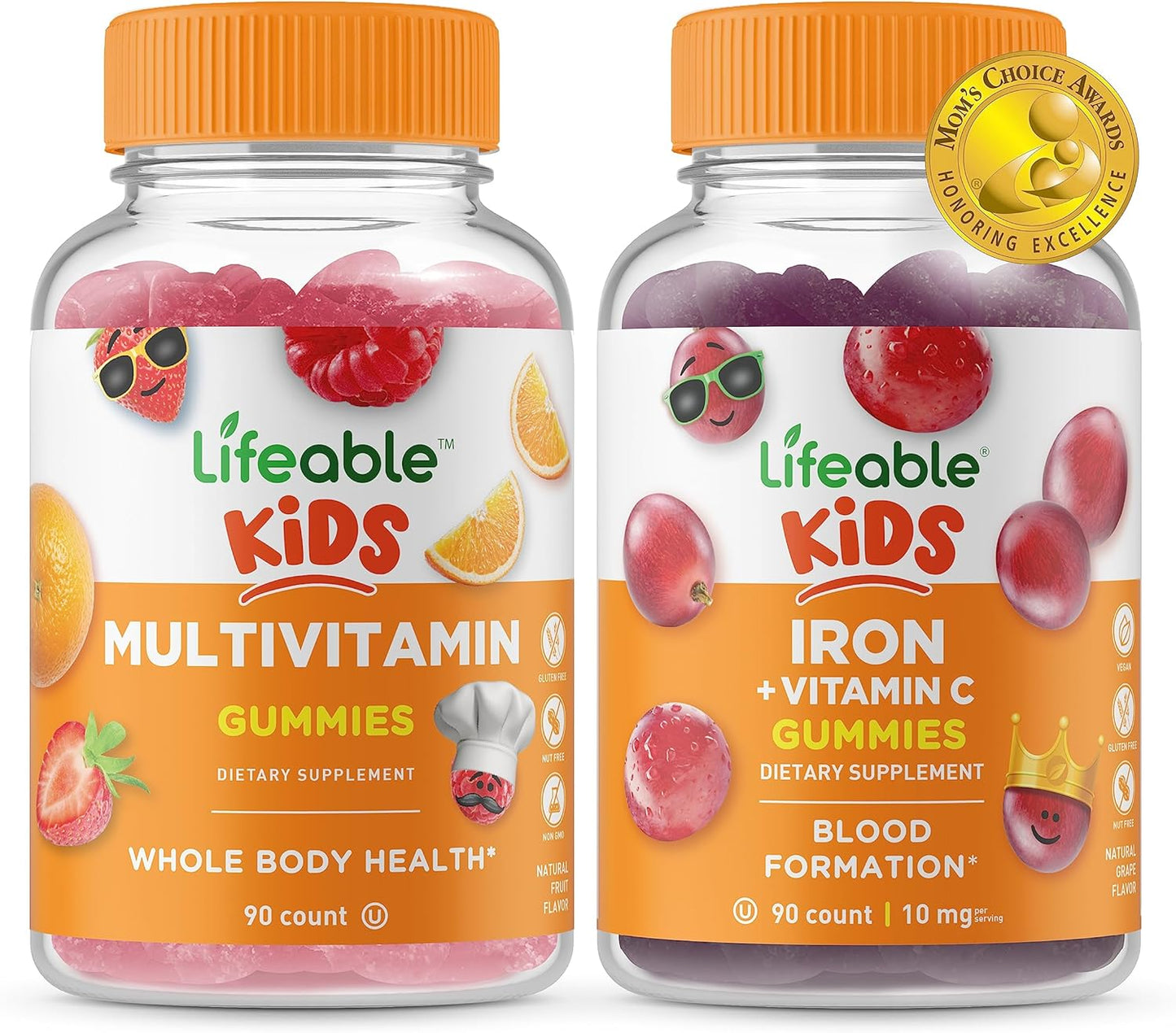 Kids Multivitamin Bundle with Iron & Vitamin C Gummies - Tasty & Healthy Supplement for Children, Gluten-Free & GMO-Free