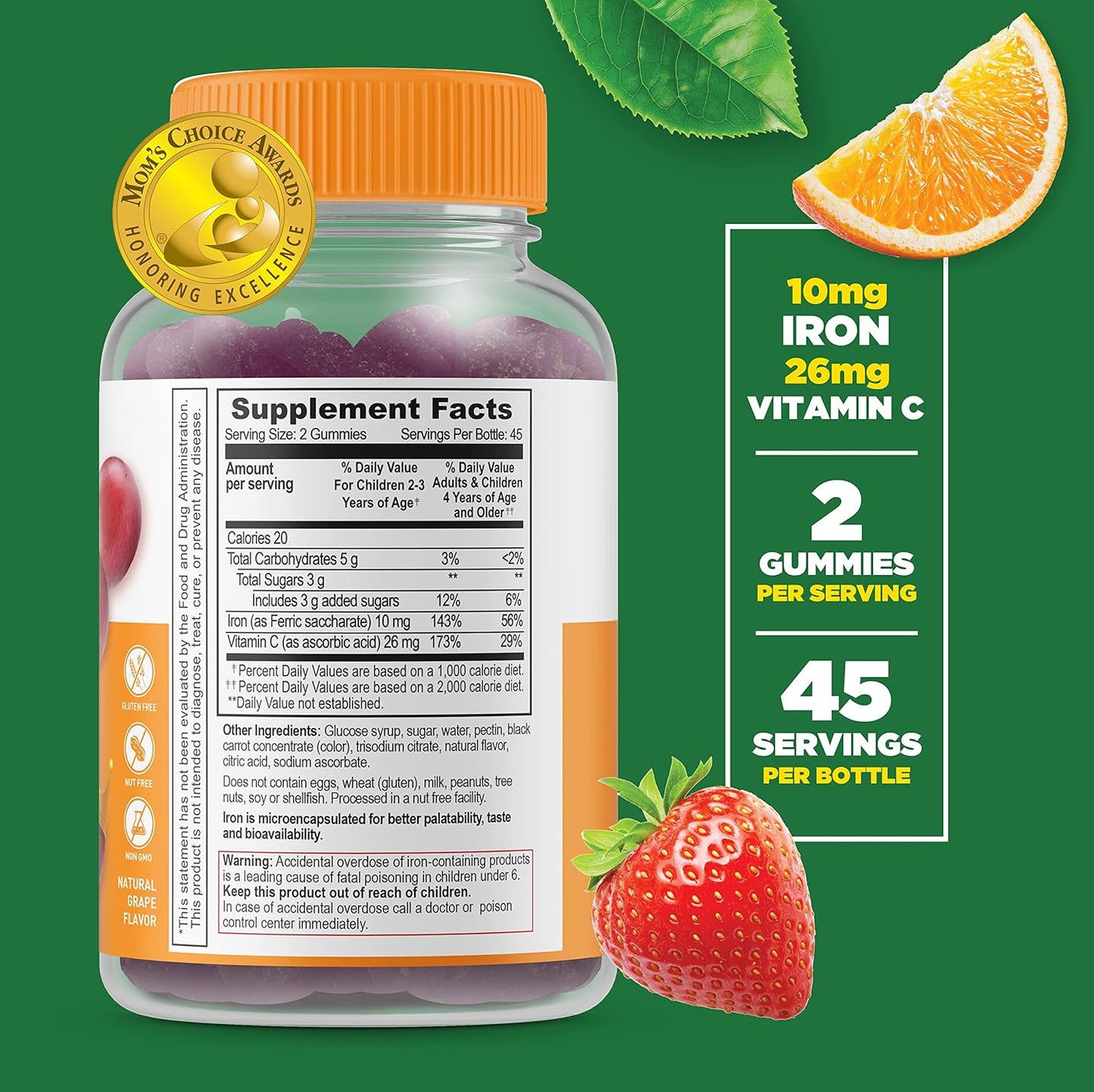 Kids Multivitamin Bundle with Iron & Vitamin C Gummies - Tasty & Healthy Supplement for Children, Gluten-Free & GMO-Free