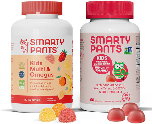 Kids Multivitamin Gummies & Probiotic Immunity Bundle with Omega 3 Fish Oil, Vitamin D3, C, B12, B6 - Digestive & Immune Support (30 Day)