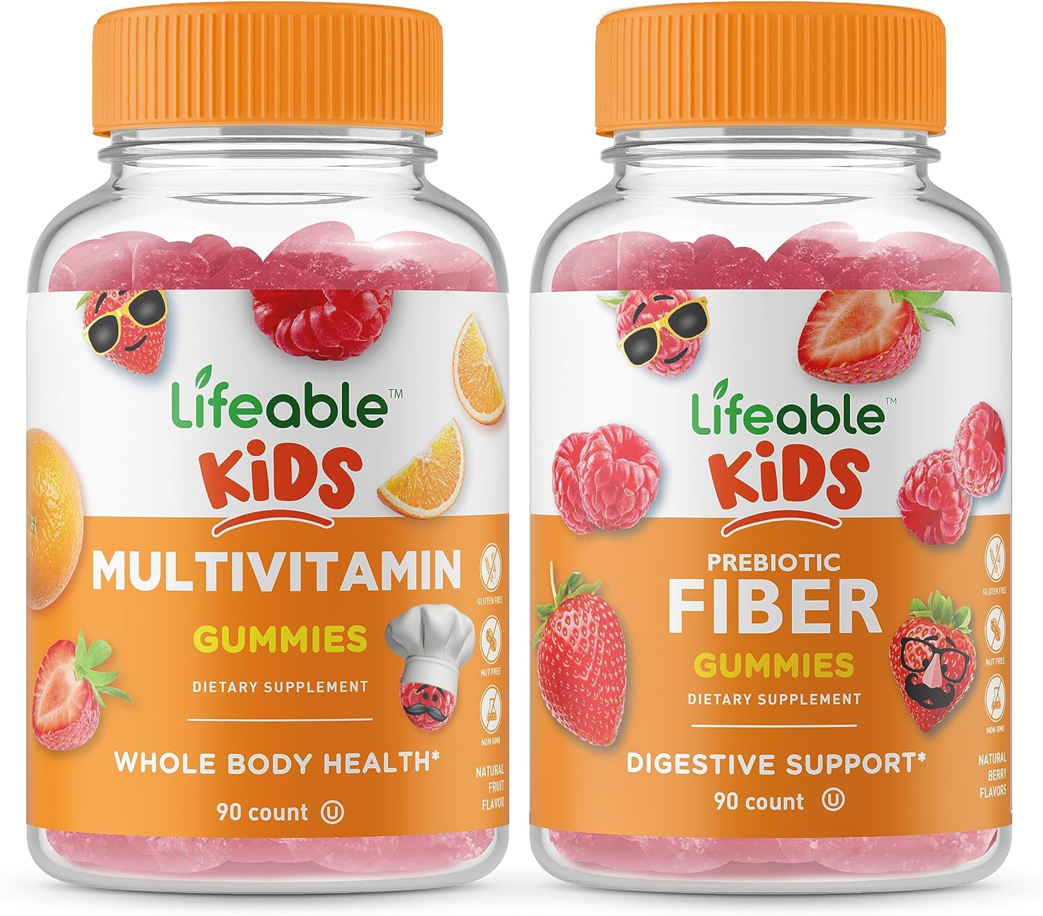 Kids Multivitamin Gummies with Prebiotic Fiber Bundle - Tasty Chewables, Vitamin Supplement, Gluten-Free, GMO-Free