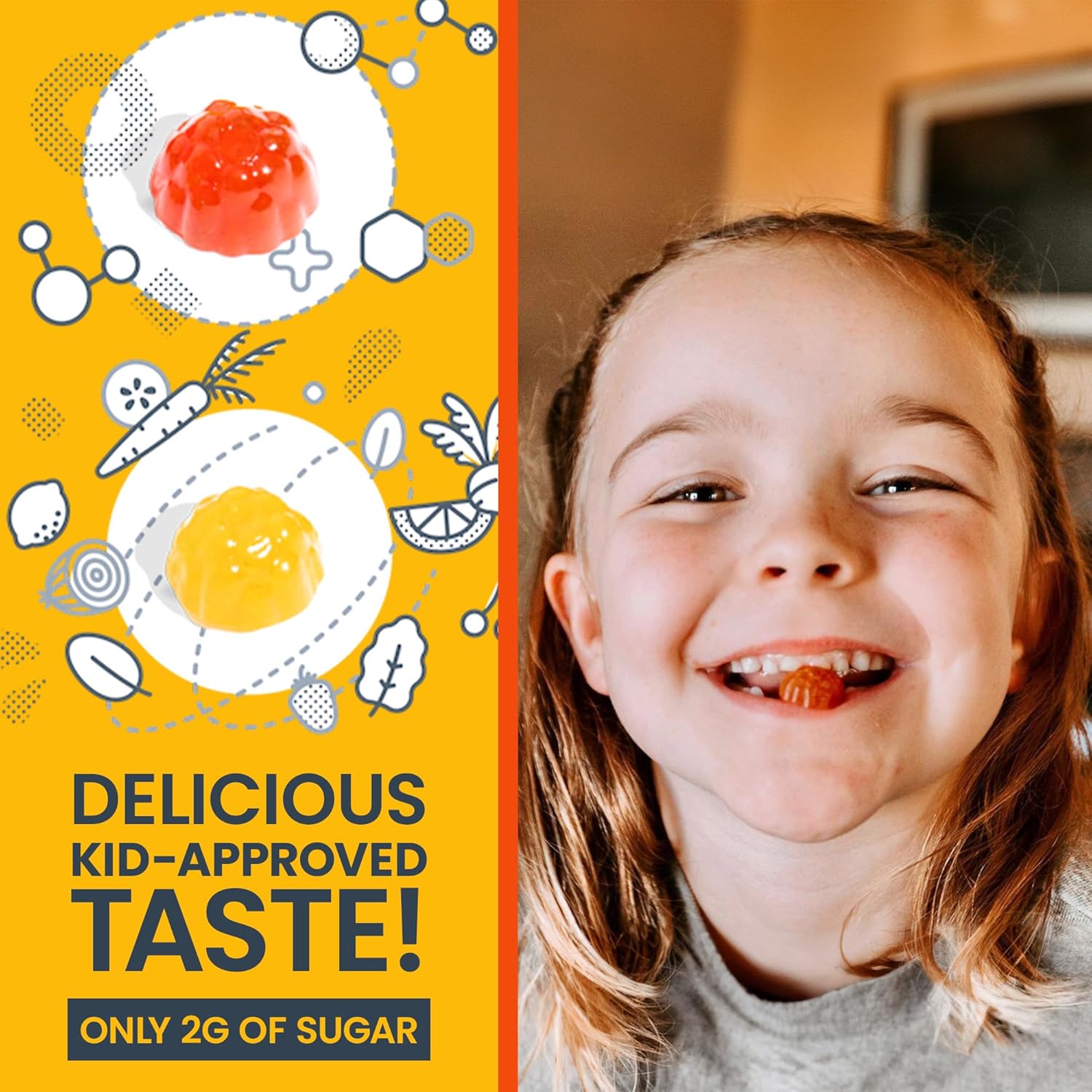 Kids Multivitamin Gummies with Probiotics for Growth and Immunity - Vitamin A, D3, B6, B12, C - 30 Day Supply