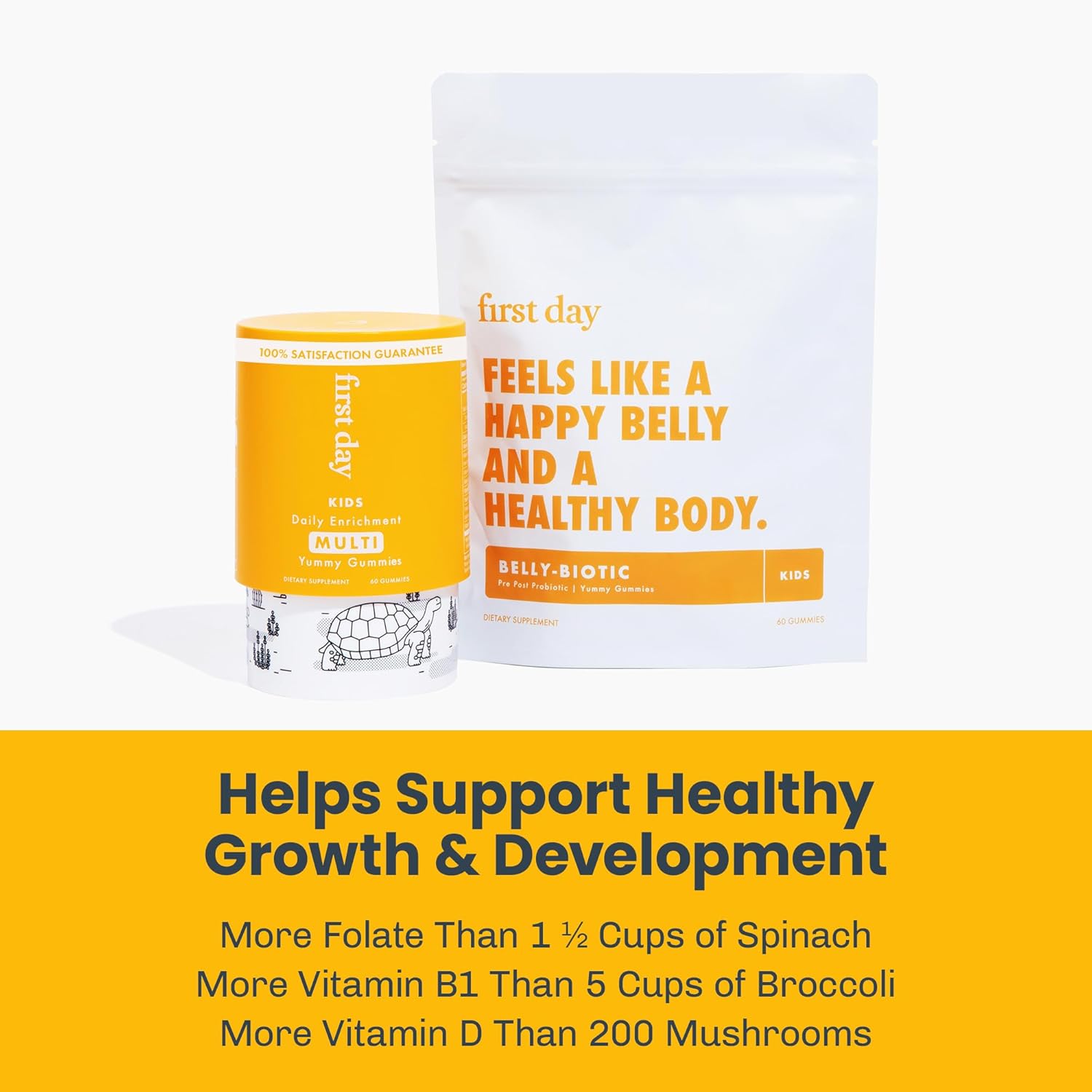 Kids Multivitamin Gummies with Probiotics for Growth and Immunity - Vitamin A, D3, B6, B12, C - 30 Day Supply