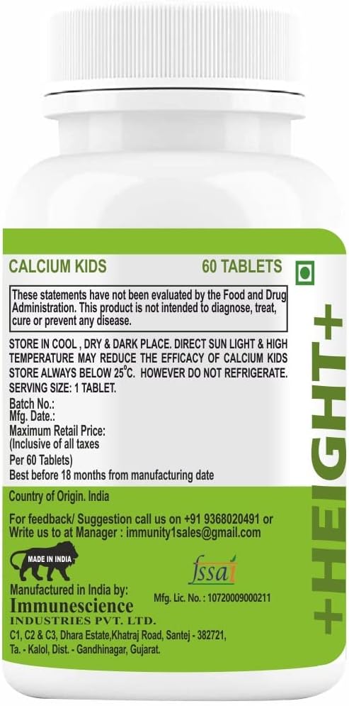 Kids Multivitamin Supplement with Calcium, Vitamin D3, Magnesium, Zinc, Vitamin C, L-lysine - Supports Strong Bones, Immunity, Growth & Development - 480 Tablets