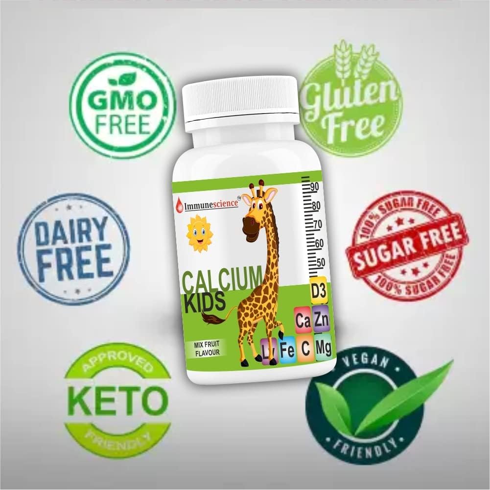 Kids Multivitamin Supplement with Calcium, Vitamin D3, Magnesium, Zinc, Vitamin C, L-lysine - Supports Strong Bones, Immunity, Growth & Development - 480 Tablets