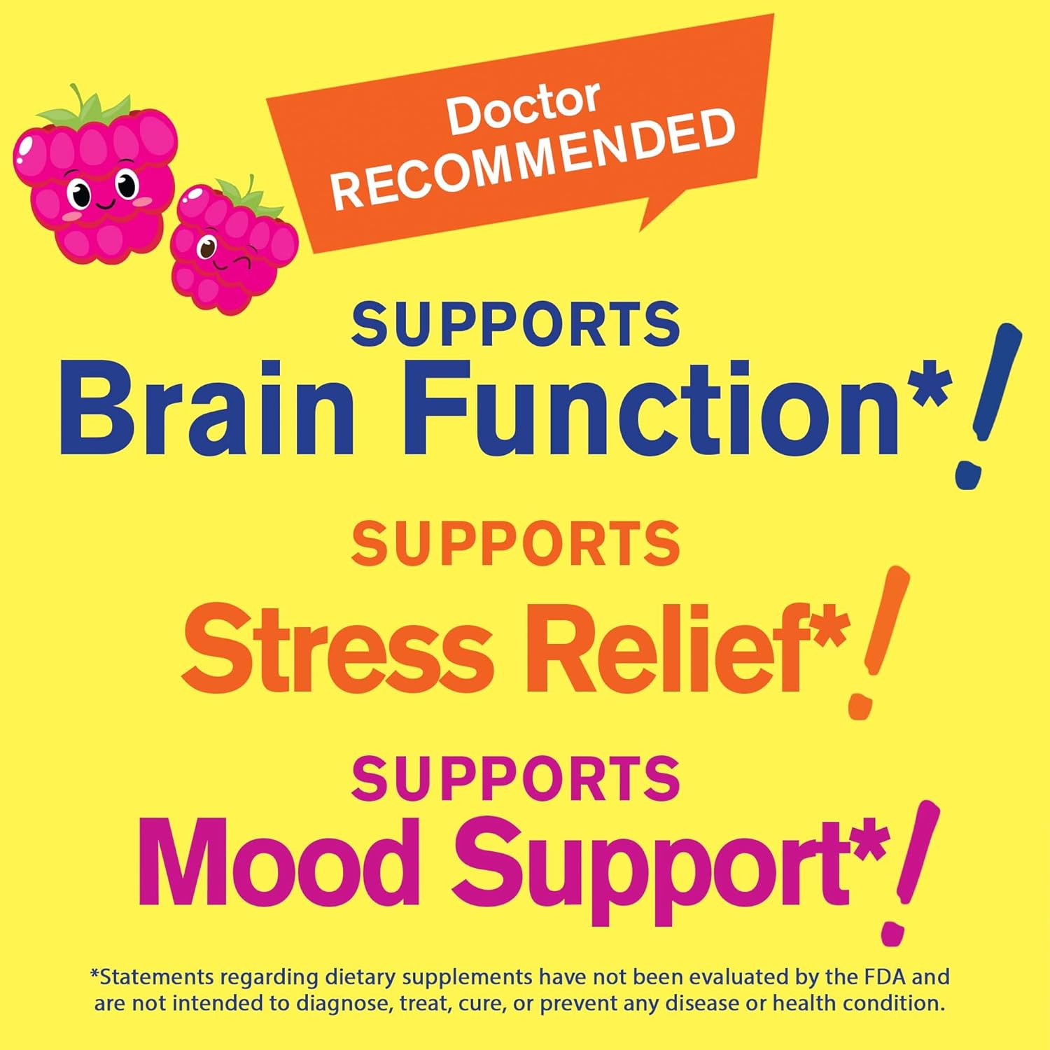 Kid's Phosphatidylserine Gummies - 100mg Cognitive Support Supplement - Raspberry Flavor - Gluten Free, Non GMO - 60 Count