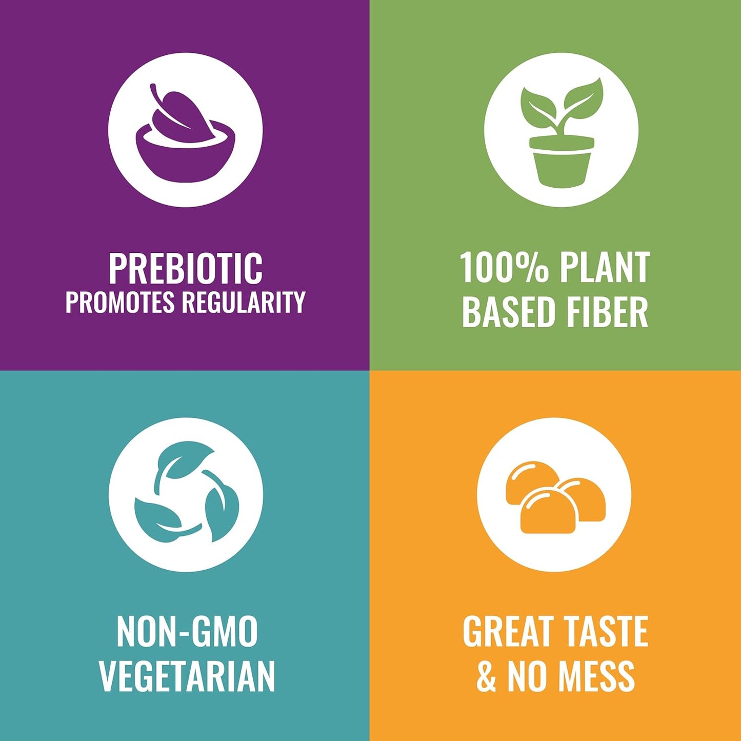 Kids Prebiotic Fiber Gummies - Plant Based Digestive Health Supplements with Vitamins - Gluten Free & Non-GMO - 60 Count