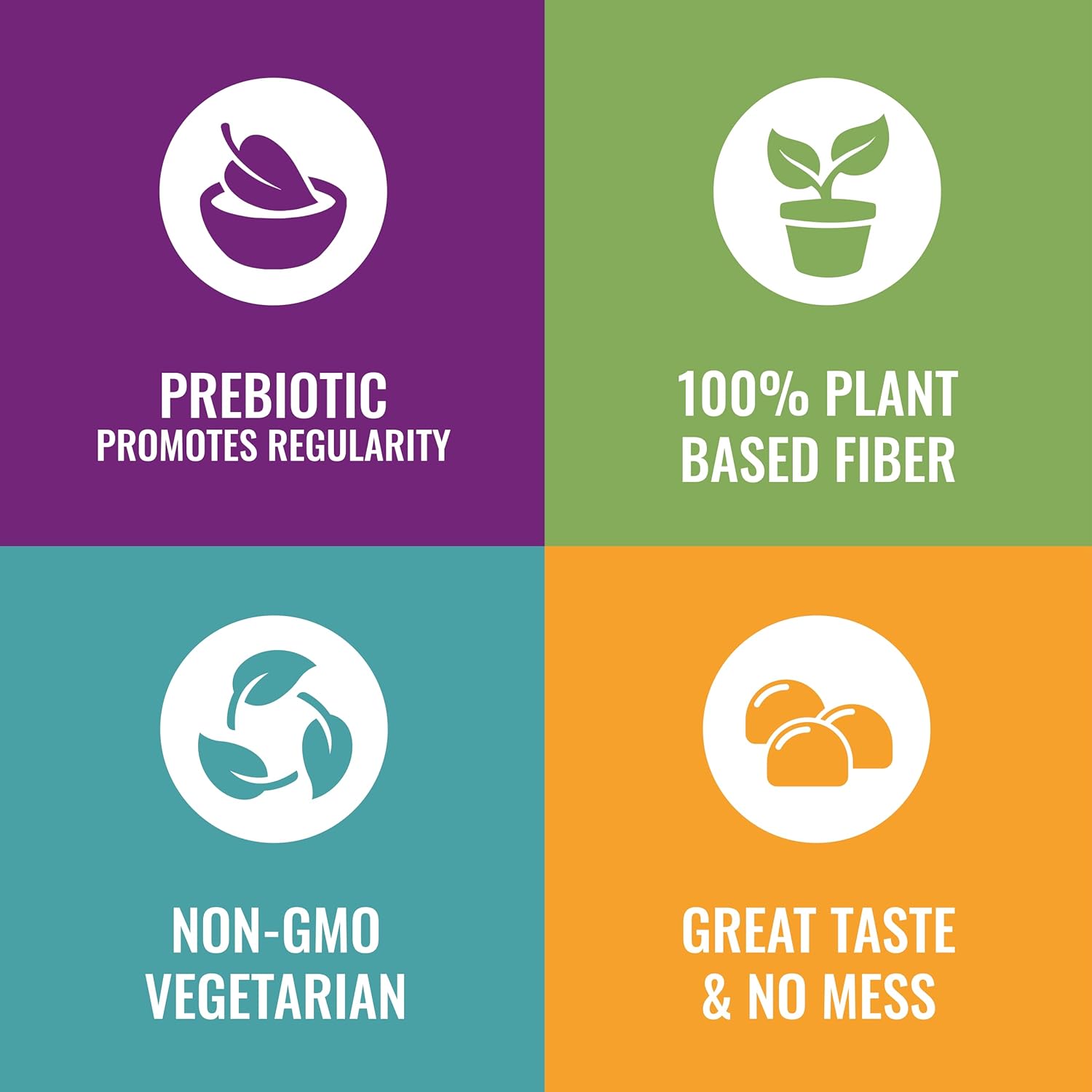 Kids Prebiotic Fiber Gummies - Plant Based Digestive Health Supplements with Vitamins - Gluten Free & Non-GMO - 60 Count