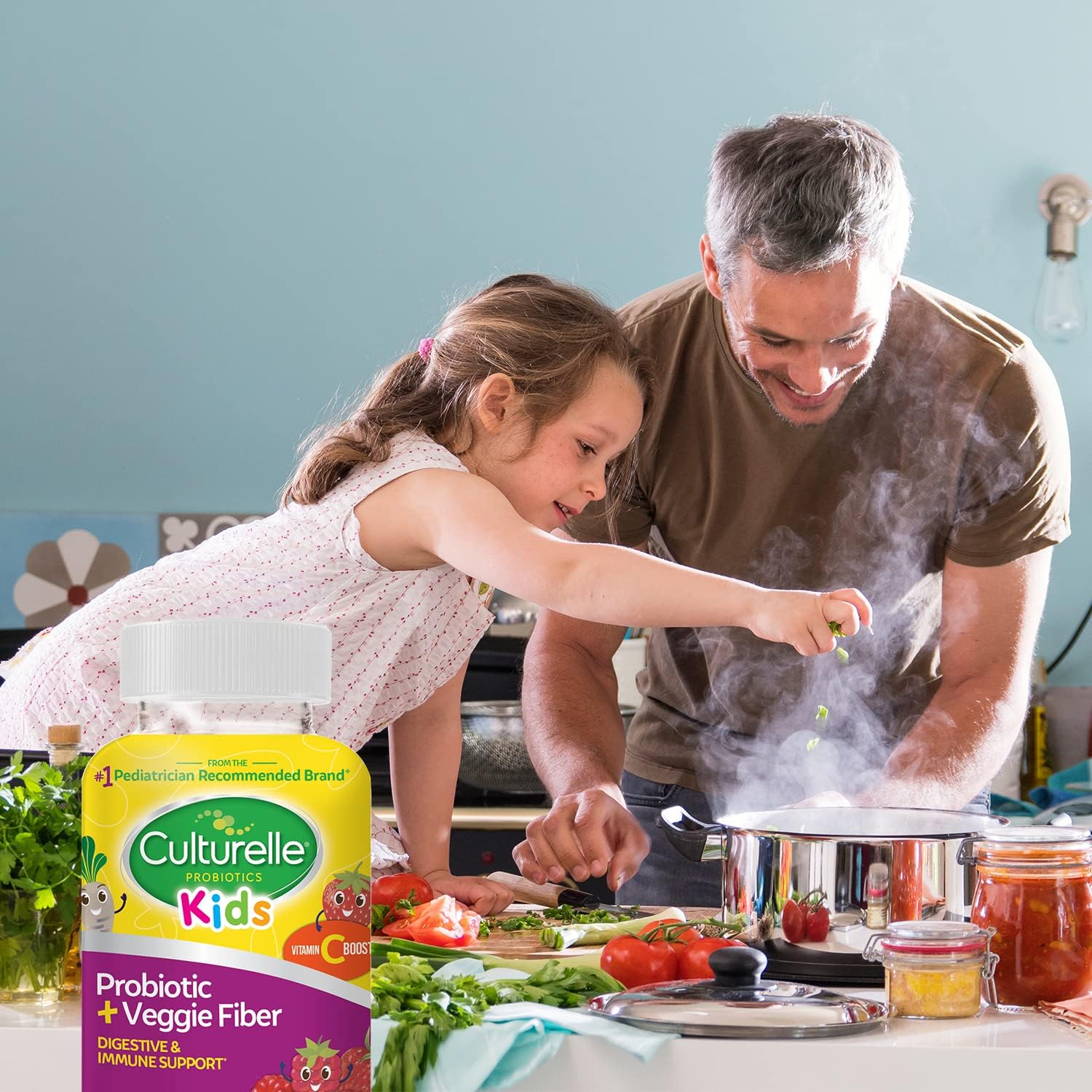 Kids Probiotic & Fiber Gummies - 60 Count, Digestive Health & Immune Support, Berry Flavor with Vitamin C Boost, Ages 3+