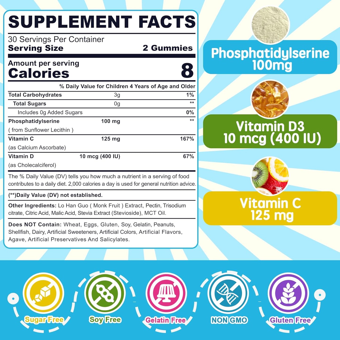 Kids Sugar Free Phosphatidylserine and GABA Gummies by Nextdia