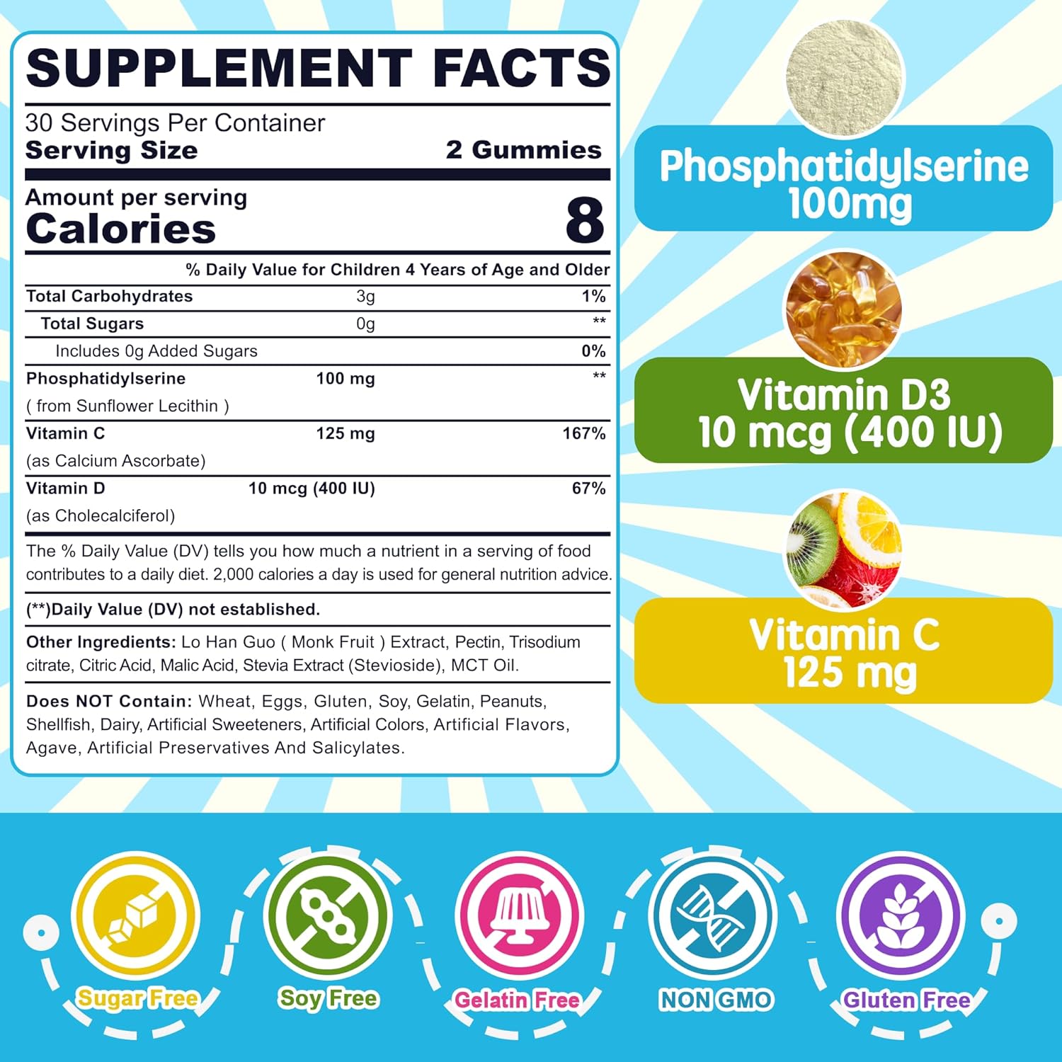 Kids Sugar Free Phosphatidylserine and GABA Gummies by Nextdia