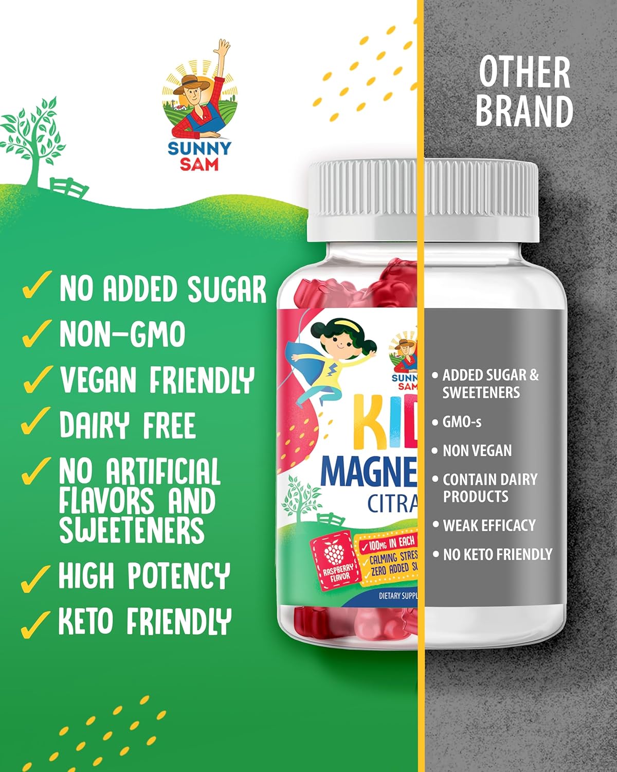 Kids' Sunshine Gummy Bundle: Vitamin D3, K2, Magnesium Citrate for Mood & Muscle Support