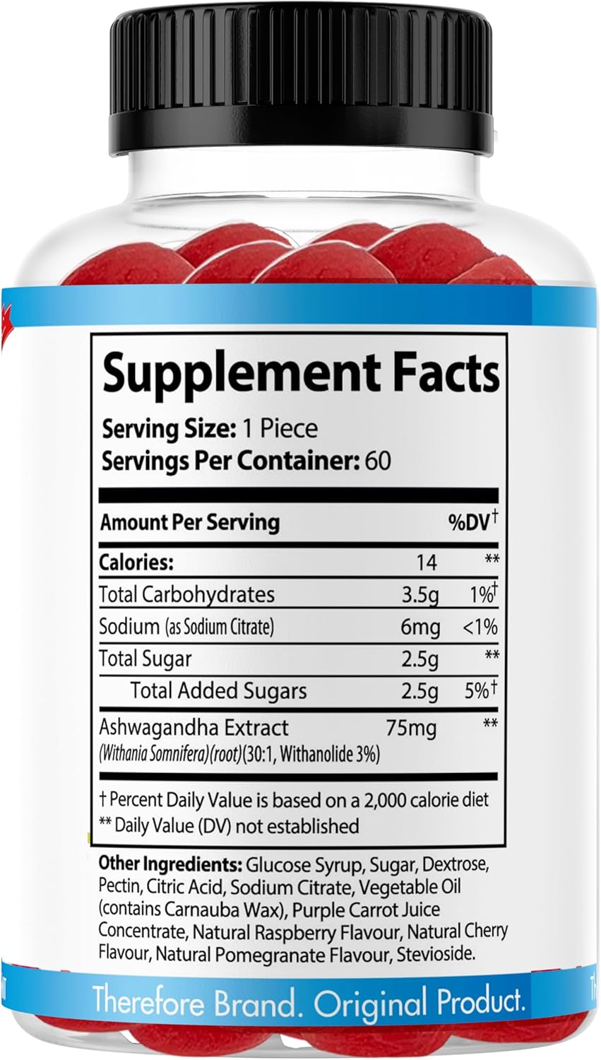 Kids & Teens Ashwagandha Gummies for Calm Mood, Sleep, Memory, Energy - 60 Fruity Flavored Vegan Gummies