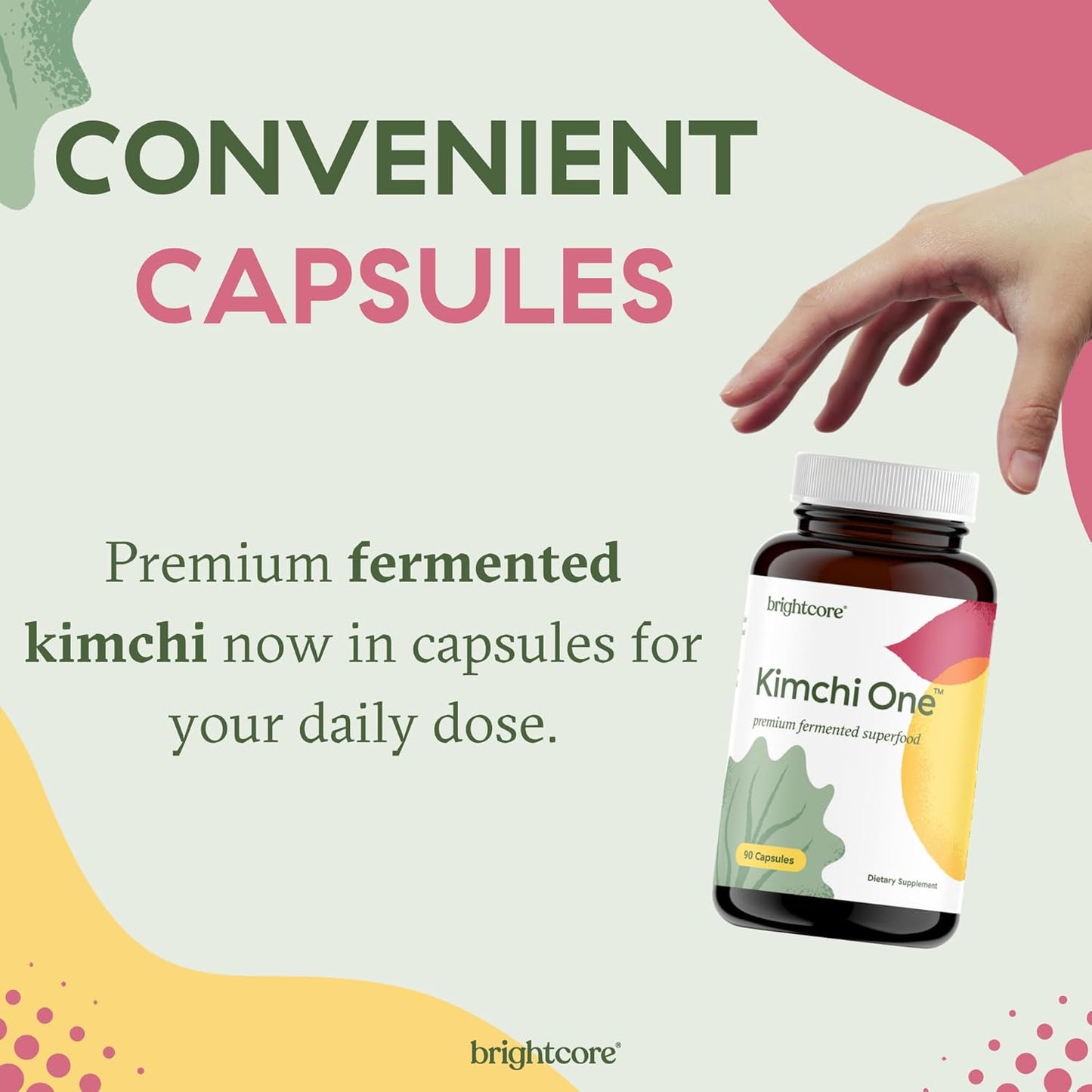 Kimchi One Capsules: Probiotics, Enzymes & Antioxidants for Gut Health - Gluten-Free Vegan Supplement - 90 Capsules