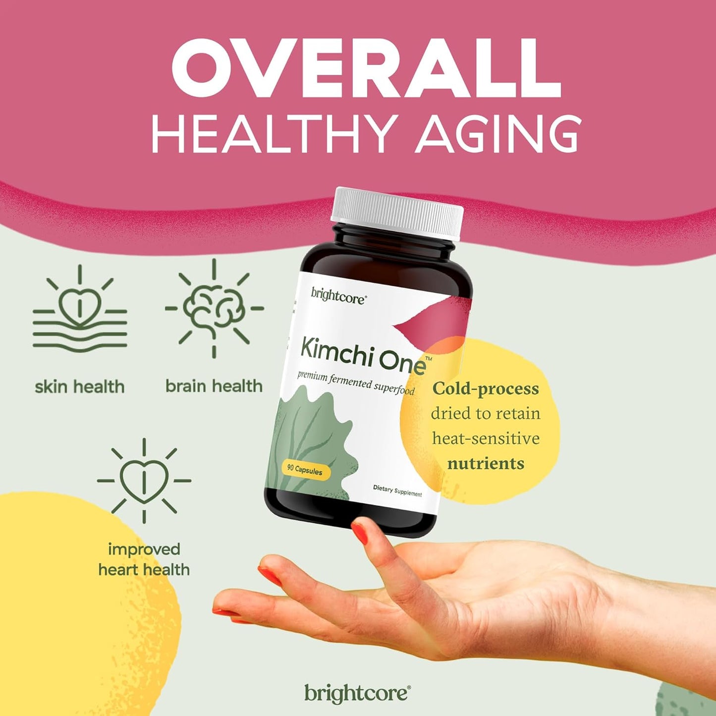 Kimchi One Capsules: Probiotics, Enzymes & Antioxidants for Gut Health - Gluten-Free Vegan Supplement - 90 Capsules