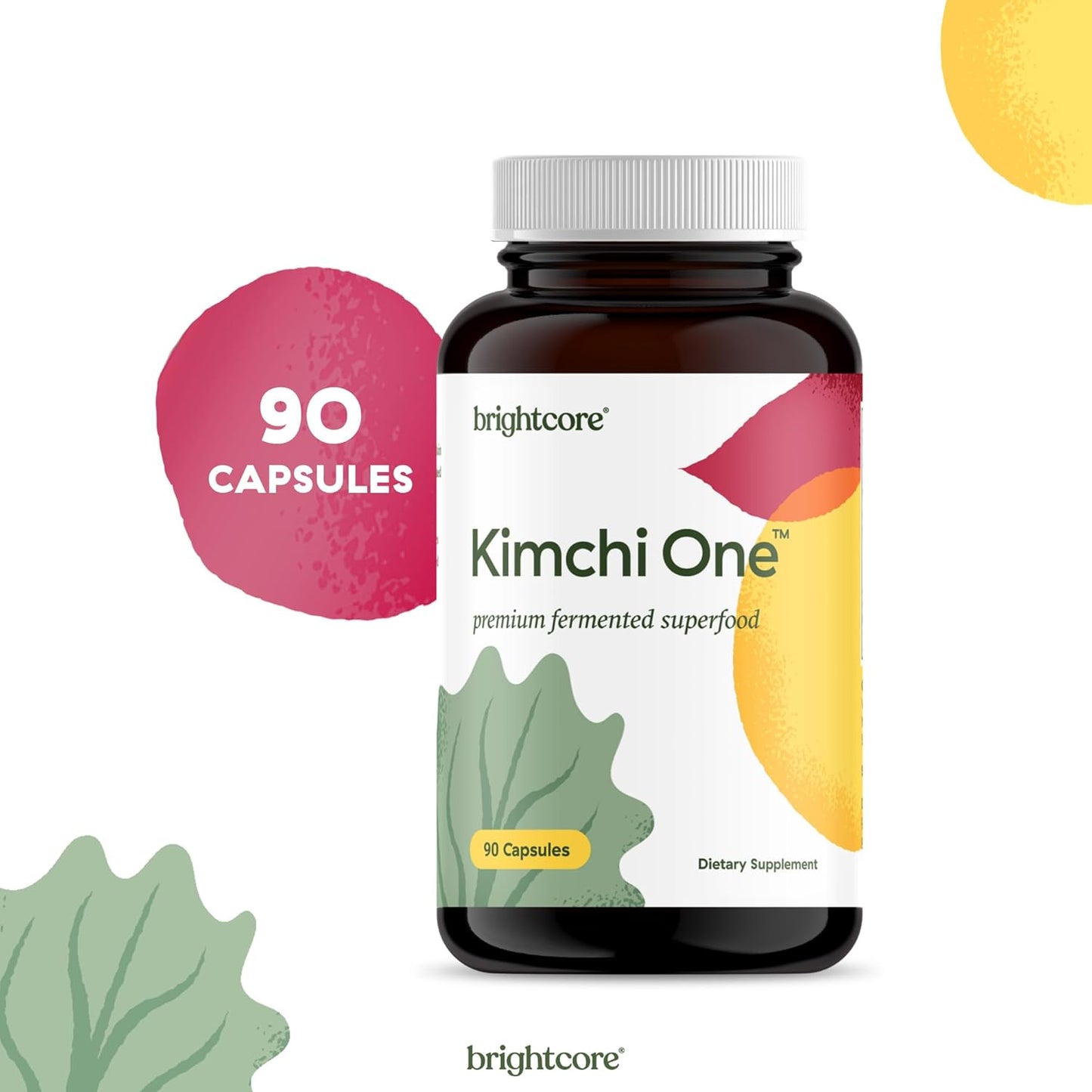 Kimchi One Capsules: Probiotics, Enzymes & Antioxidants for Gut Health - Gluten-Free Vegan Supplement - 90 Capsules