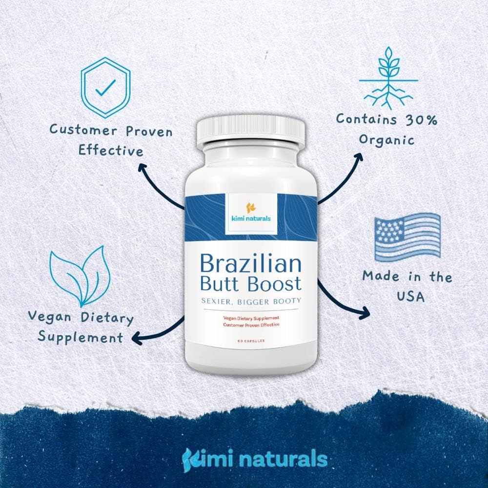 Kimi Naturals Butt Enhancer Pills - Fast-Acting Supplements for Tightening, Lifting, and Enhancing Bum Size - 60 Capsules