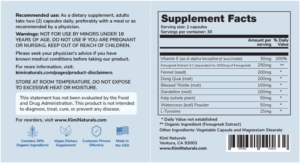 Kimi Naturals Butt Enhancer Pills - Fast-Acting Supplements for Tightening, Lifting, and Enhancing Bum Size - 60 Capsules