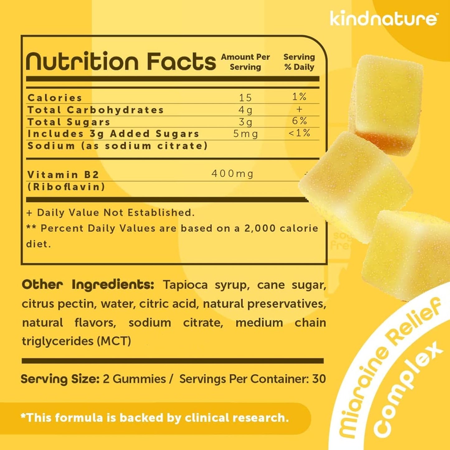 Kind Nature B-Vitamin Boost Gummy Duo: B1 Thiamine 500mg & B2 Riboflavin 400mg for Kids & Adults