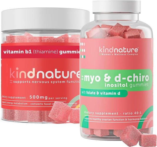 Kind Nature Myo-Inositol & Vitamin B1 Wellness Bundle - Gummies for Hormonal Balance & Nervous System Support