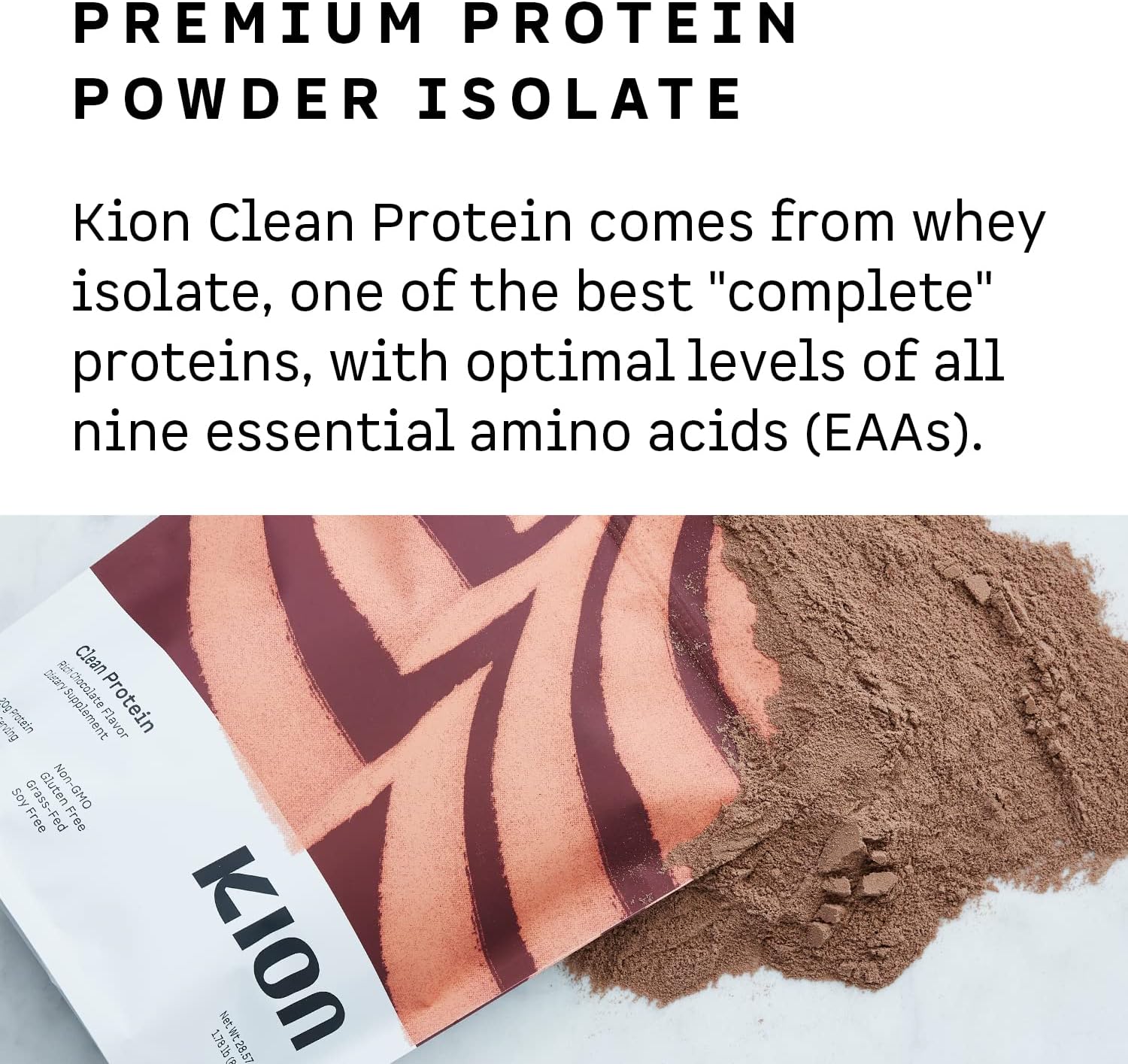 Kion Clean Protein Powder - 30 Servings, Unflavored for Nutritious Shakes & Smoothies