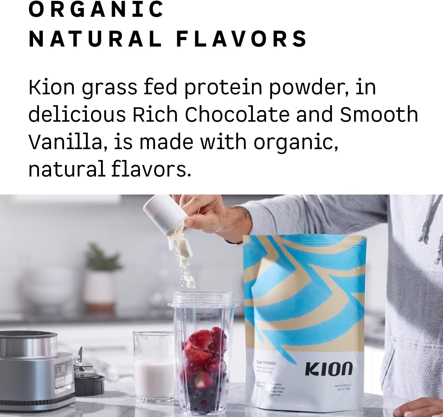 Kion Clean Protein Powder - 30 Servings, Unflavored for Nutritious Shakes & Smoothies
