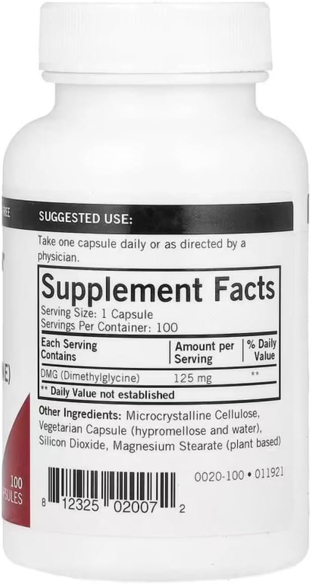 Kirkman Labs DMG (Dimethylglycine) 125 mg 100 Capsules - Dietary Supplement