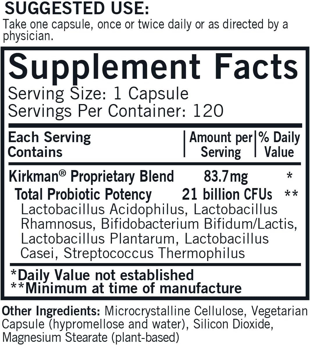 Kirkman Pro-Bio Gold Capsules - Immune Health Support with Probiotics - 120 Count - Hypoallergenic Formula